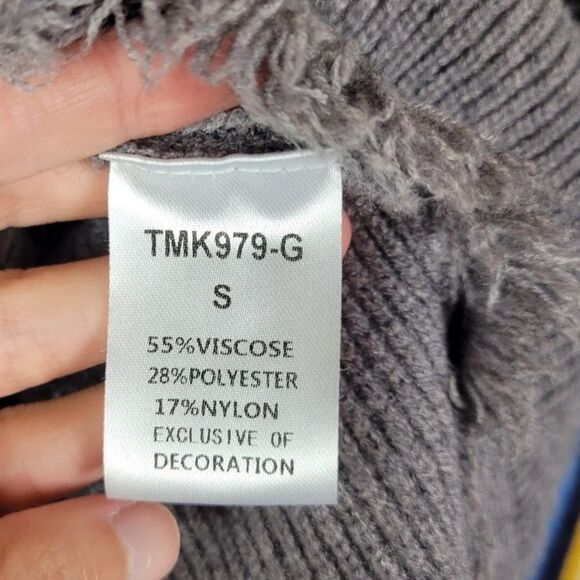 Anthropologie THML Sweater Stripe Fringe Hem & Neck Size S - Picture 7 of 8